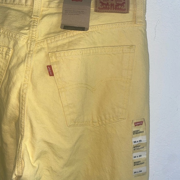 Levi’s Butter Yellow Middy Straight Mid Rise Rigid Western Preppy Jeans 30 x 30 - Picture 12 of 14